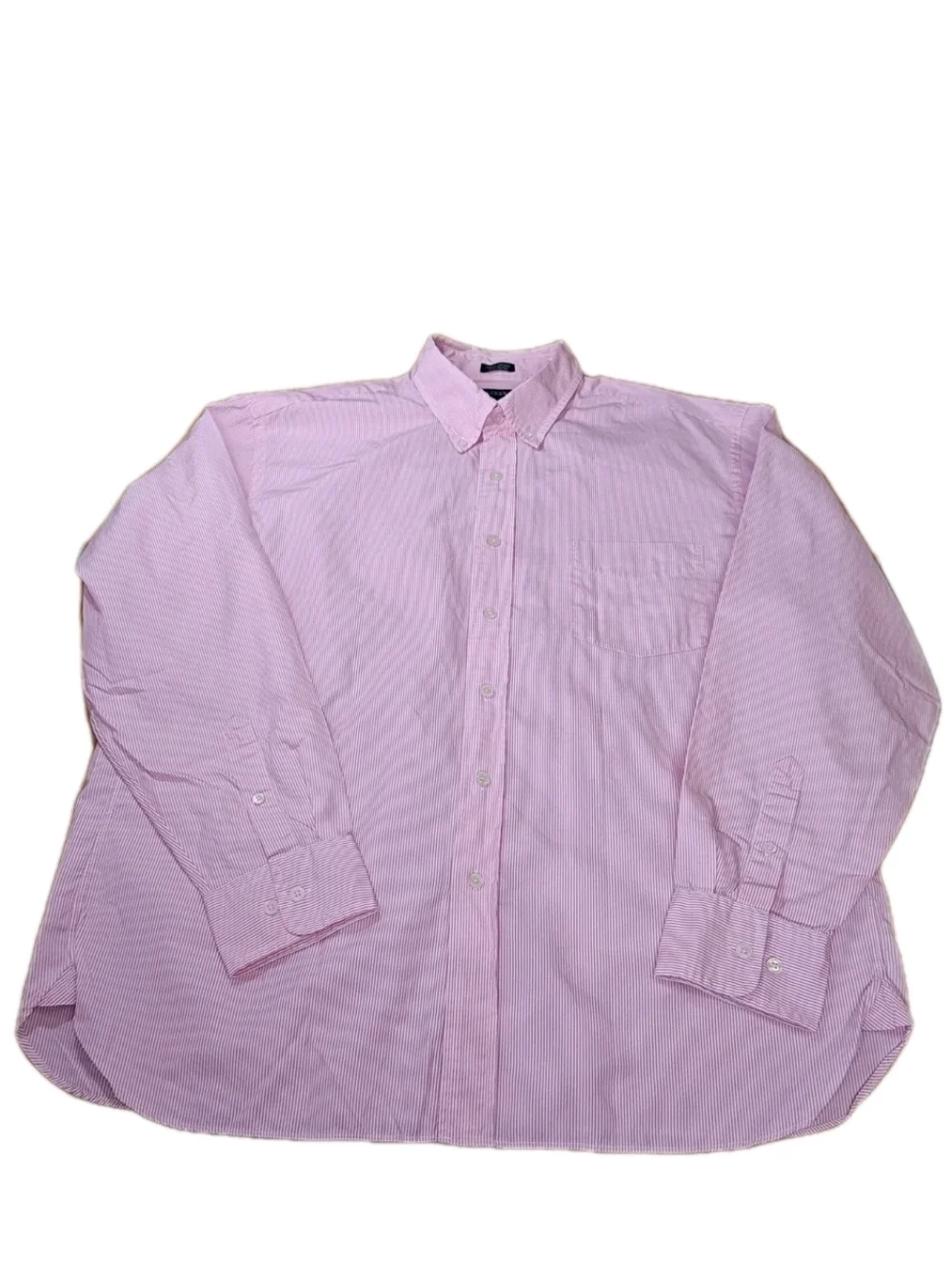 Vtg Y2K J Crew Oxford Shirt Men Sz XL 17/17.5 Pink Pinstriped 100s 2 Ply Cotton